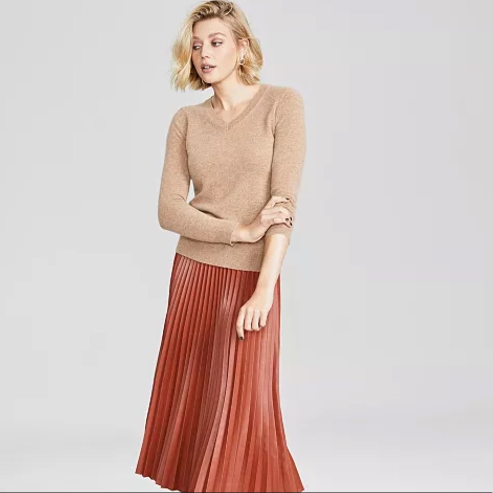 Charter Club Vneck Cashmere Tan Sweater
